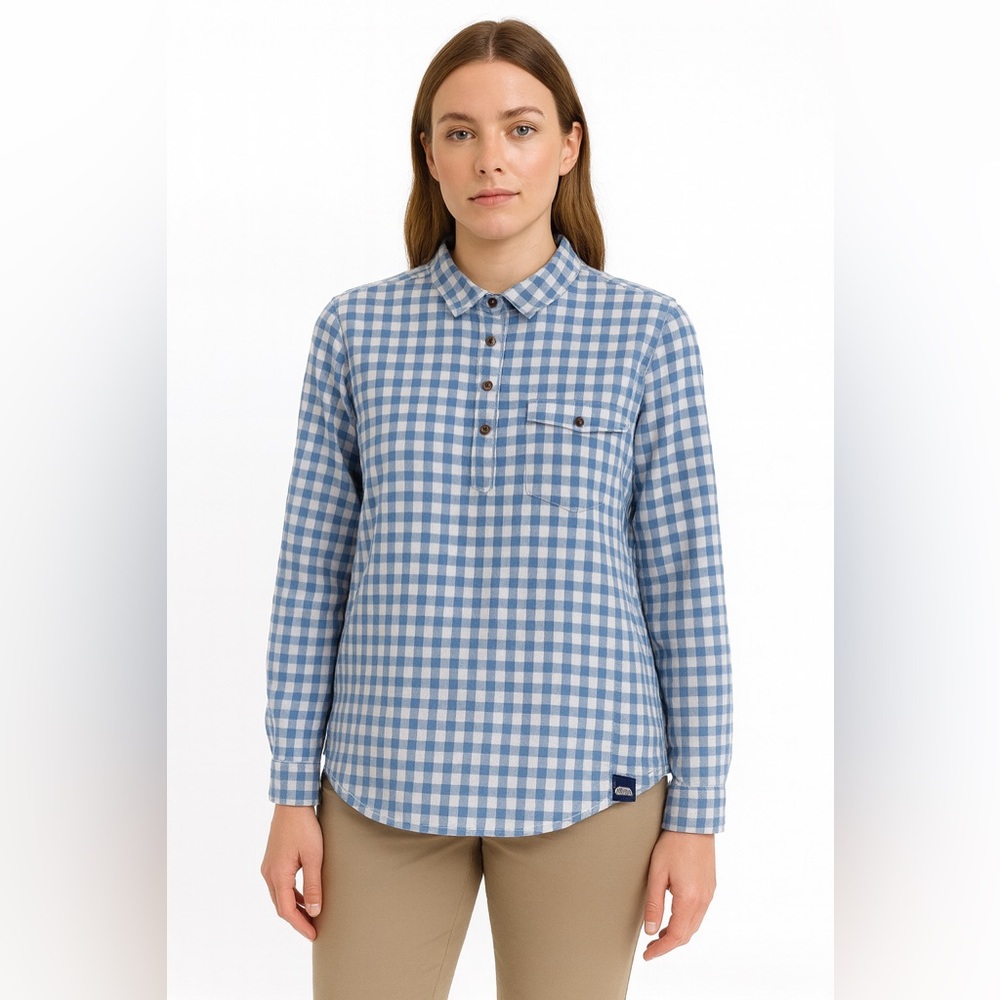 The North face Women’s 100% Cotton Plaid Popover Blouse Size Large Gorpcore Flaw